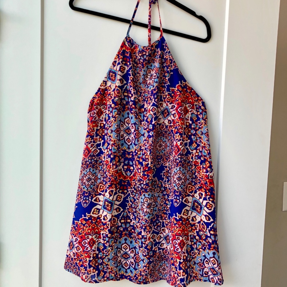 Show Me Your Mumu blue/orange/red halter dress